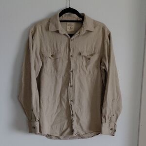 Red Head Beige Long Sleeve 100% Cotton Button Down Flannel Shirt Adventure